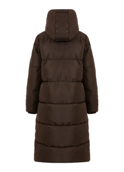 LONG PUFFER JACKET DARK BROWN